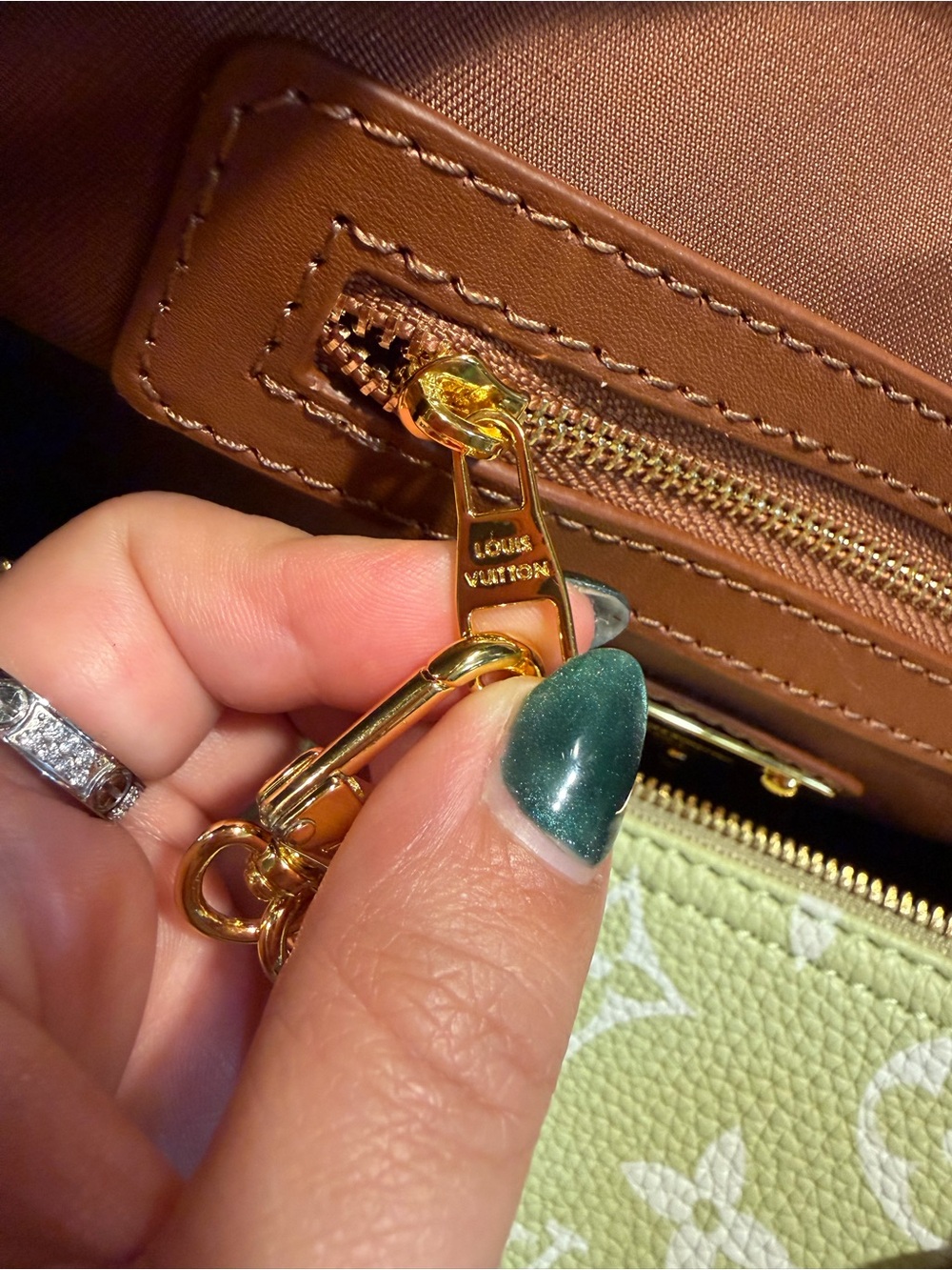 Pale Green & White Monogram 25 Satchel - Picture 9 of 12